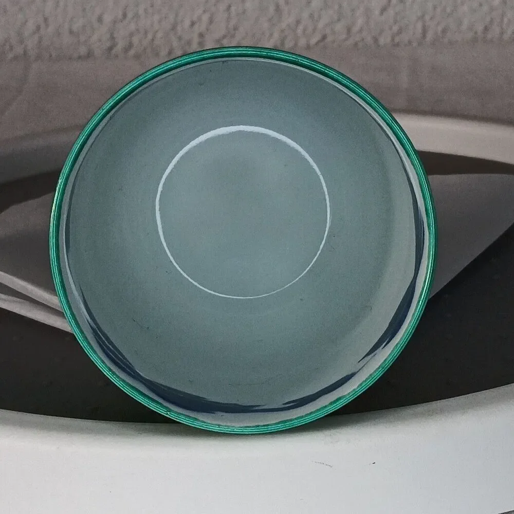 Japanese Kutani Ware Ceramic Teacup Yunomi Emerald Green Heavy Glaze 3.5